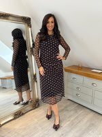 Chocolate Polka Dot Mesh Dress Sofia